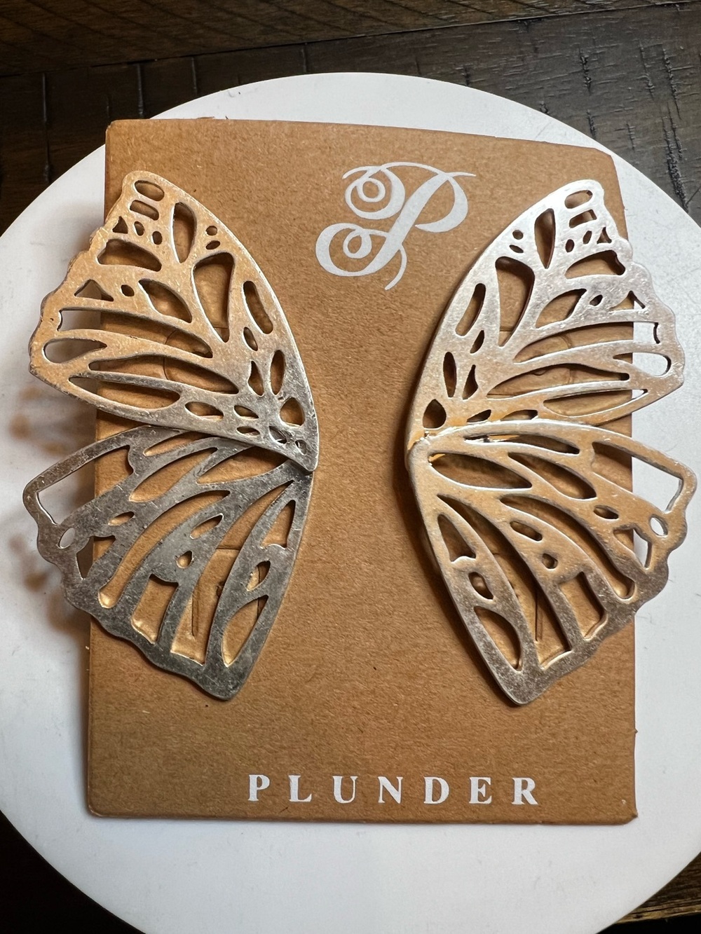 Plunder Silver Cutout Butterfly Wing Earrings